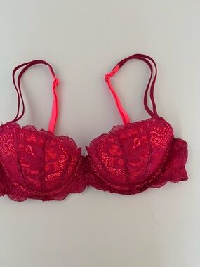 Victorias Secret PINK Lace Push Up in Deep Wine Red 32A